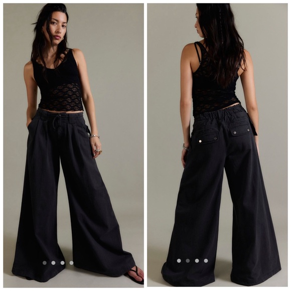 Free People Pants - Free People Wide Leg Julien Chino Trousers Pants Baggy Slouchy XL Black